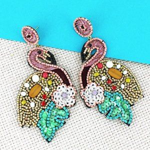 Tropical Flamingo Embellished Earrings